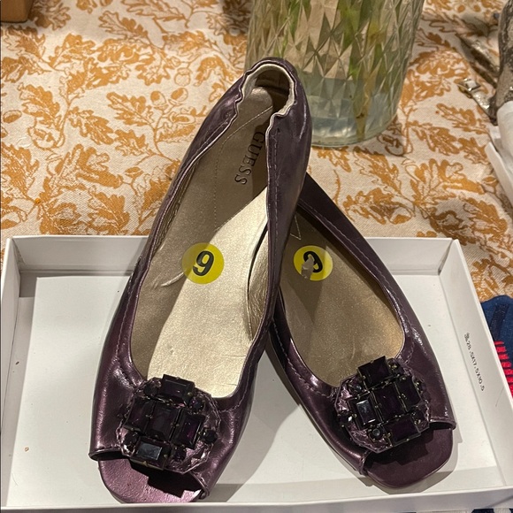 Guess Metallic Purple Flats with Embellishment - Picture 1 of 7
